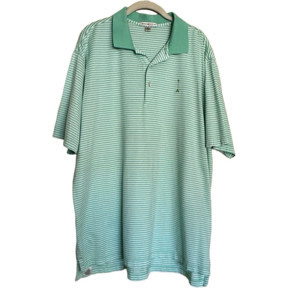 Peter Millar Summer Comfort Polo Shirt Sz XL Mint Green White Preppy Golf Casual